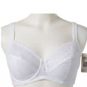 Glamorise White Lace Full Coverage Comfort Bra Plus Size Women's 46F